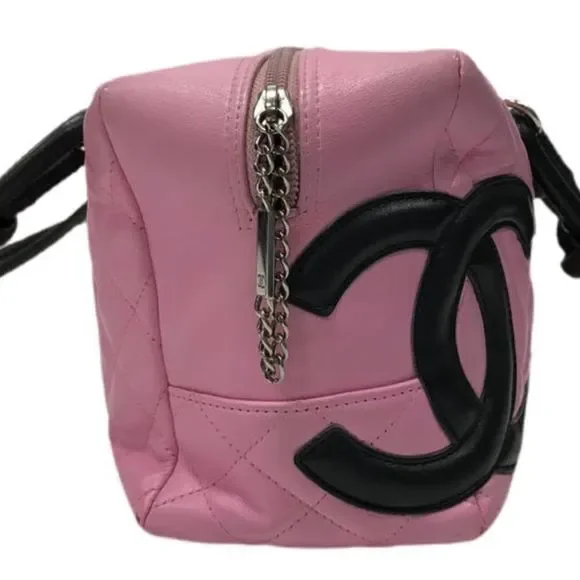 Chanel pink black quilter leather Cambon bowler tote bag / shoulder bag - Picture 4 of 16